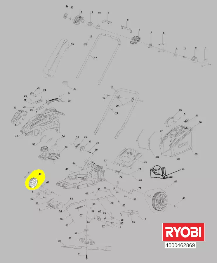roue avant tondeuse à gazon réf. 5131036543 Ryobi